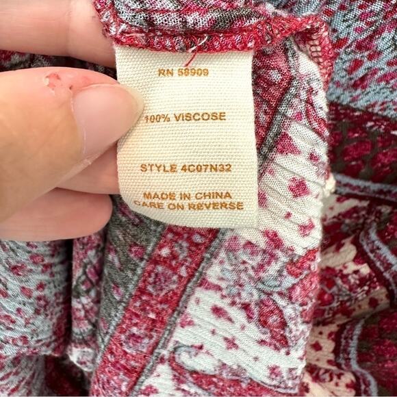 ANTHROPOLOGIE | Chelsea & Violet Boho Tunic Top Red Purple Mixed Print | Small - Picture 6 of 7